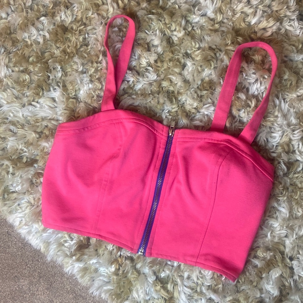 Zip up crop top no bra needed - festival top